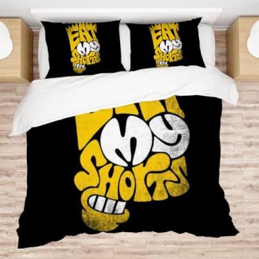 Imagem de Allenjoy Conjunto de edredom com silhueta de desenho animado amarelo em negrito graffiti para decoração de quarto com 2 fronhas SC00723-005