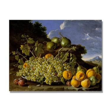 Imagem de NHLDZYH Arte em tela vintage de frutas mortas, pintura clássica de cozinha country, decoração de parede de casa de fazenda quente para sala de jantar e cozinha. A90. 50 x 65 cm-19,7 x 25,6 pol