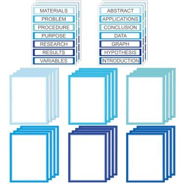 Imagem de Trandraft 24 folhas de material de conselho científico, 18 legendas de ciência autoadesivas e 6 títulos de projetos adesivos para material de escritório escolar (azul oceano)