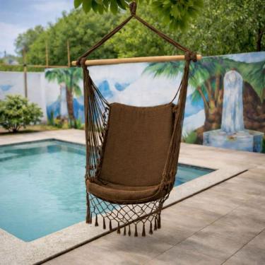 Imagem de Rede Cadeira de Teto Suspensa Descanso e Balanço(MARROM)