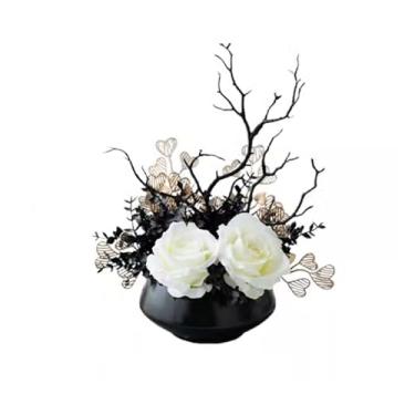 Imagem de Flores artificiais, modernas, simples, artificiais, decoração de mesa, sala de estar, mesa de jantar, planta artificial, flor falsa