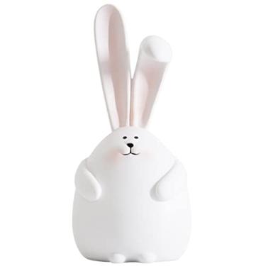 Imagem de Cofrinho cofrinho cofrinho animal coelho banco de dinheiro com orelhas longas, cofre de resina de alta capacidade, ornamento de mesa de quarto de menina, brinquedo fosco divertido de desenho animado