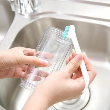 Imagem de Escova de limpeza multifuncional de xícara de chá de duas cabeças/copo de água, conjunto de limpeza de tampa para portas e rachaduras