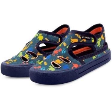 Imagem de Sandália Infantil Menino Papete Masculina Dinossauro Azul/Colorido Gatatuya-Masculino