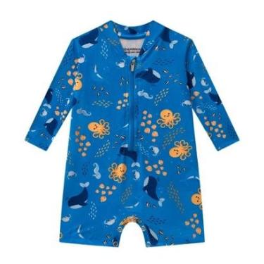 Imagem de Macacão Praia Bebê Azul UV Dry Proteção UV 50+ Onda Marinha-Masculino