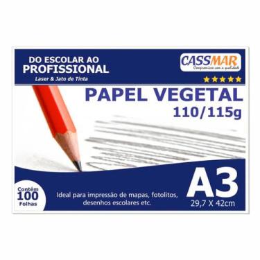 Imagem de Papel Vegetal A3 297x420mm 110/115 g/m² Translúcido 100 Fls - Cassmar 