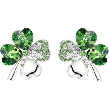 Imagem de LaBling Brincos femininos do Dia de São Patrício | Brincos pendentes de acrílico trevo irlandês | Brincos divertidos com chapéu de trevo - 011