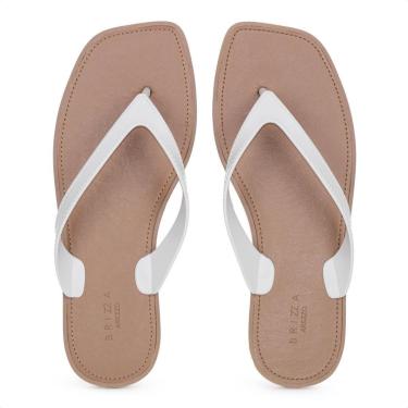 Imagem de Chinelo Brizza Arezzo Tira V Branco e Marrom - Feminino-Feminino