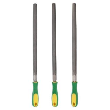Imagem de HARFINGTON 3 peças, lixa triangular, grossa, média/fina, 30,5 cm, dentes de corte duplo, aço de alto carbono, lima de plástico para remoção de rebarbação de madeira de metal