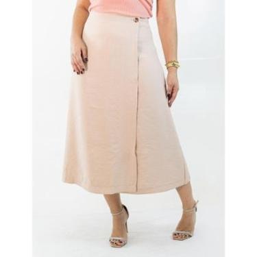 Imagem de Saia Feminina Midi Alfaiataria Viscose Evasê Transpassada Anticorpus-Feminino
