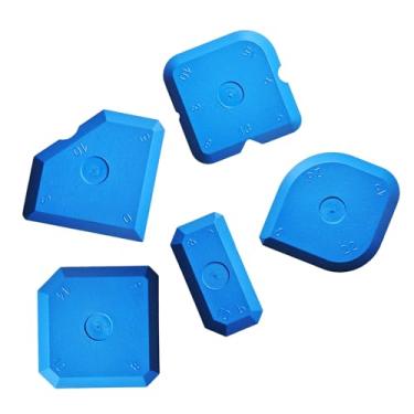 Imagem de Kit de ferramentas de raspador de 5 peças, conjunto de argamassa, espátula de alisamento de juntas de silicone, espátula de alisamento para limpeza de selante (azul)