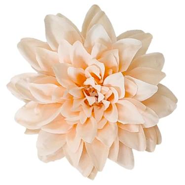 Imagem de Flores artificiais de seda champanhe de 12,7 cm a granel, 30 peças de cabeças de flores falsas para artesanato, flores falsas grandes para festa de casamento, escritório em casa, chapéu, decoração de