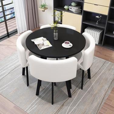 Imagem de Conjunto de mesa de jantar redonda e cadeira, mesa de recepção, combinação de mesa de negociação de escritório e cadeira com 1 mesa e 4 cadeiras para sala de estar e cozinha, etc.