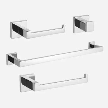 Imagem de Kit Acessórios Aço Inox 4 Peças Vertexmetais Casa hotel - Vertex Metai