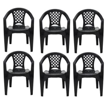 Imagem de Kit 6 Cadeiras Tramontina Iguape Polipropileno com Braços Empilháveis,