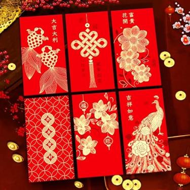 Imagem de Envelope vermelho de Ano Novo Chinês 2026 Cny Red Hongbao para Festival da Primavera Ano Novo Lunar Chinês Aniversário Casamento Grande 36 peças
