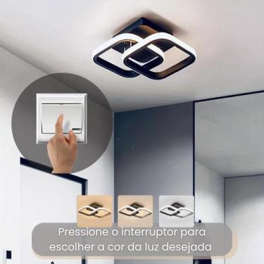 Imagem de Luminária Teto Sobrepor Quadrada Metal 33x33x10 Três Cores Ambiente Fr