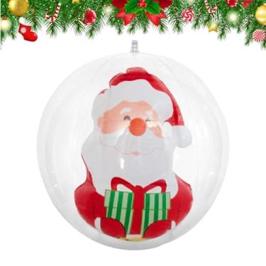 Imagem de Enfeites infláveis de Natal - Bola de Papai Noel inflável - Enfeites de Natal de PVC para árvore | Para festas, pátios, gramados, varandas, jardins, pátios