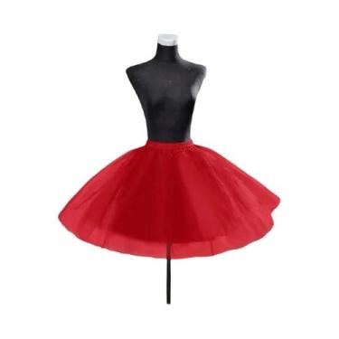 Imagem de Saia De Tule Mini Crinolina Vermelha Para Vestido De Noiva Acessório D