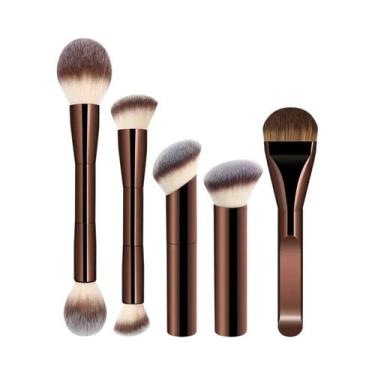 Imagem de Conjunto De 5 Pincéis De Maquiagem Kabuki De Dupla Face Para Base Líqu