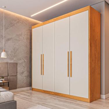 Imagem de Guarda Roupa 4 Portas Aurora Móveis Europa Peroba/off White