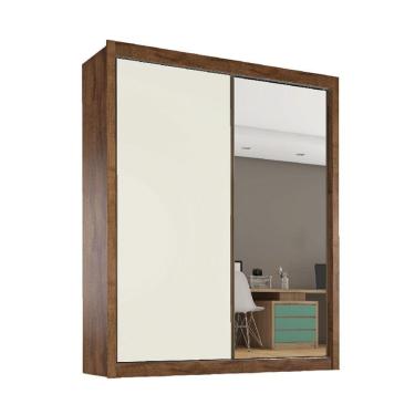 Imagem de Guarda Roupa Zurique 1 Porta Espelhada 100% Mdf Brauna/off White/brauna