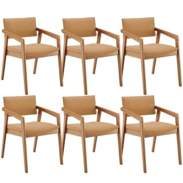 Imagem de Kit 06 Cadeiras Para Sala De Jantar Estar Living Giorgia B04 Bouclê Mostarda