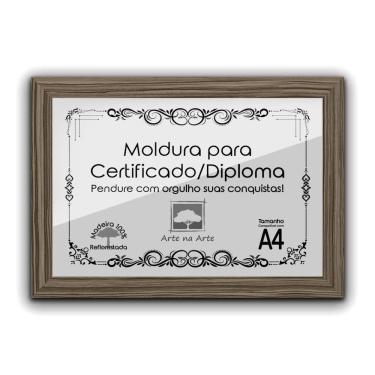 Imagem de 1 Certificado/Diploma A4 Com Tela De Acetato E Mdf Titulo Moldura Madeira