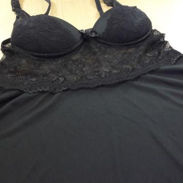Imagem de Camisola com Bojo e Renda Cor:PretoTamanho:G - MTX Lingerie, Preto, G