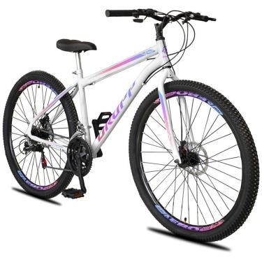 Imagem de Bicicleta Aro 29 Dropp Sport Aero Aço Carbono 21 Vel Marchas Freio A Disco - Branco e Azul