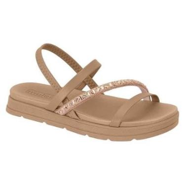 Imagem de Sandália Feminina Moleca Flatform Tiras Brilho - 5490.104-Feminino