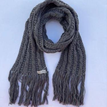 Imagem de Cachecol de Tricô Para Meninos Com Franja Cinza Escuro-Masculino