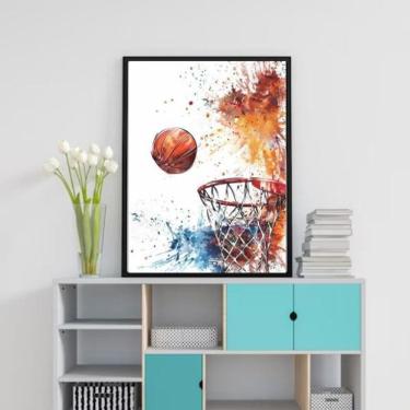 Imagem de Quadro Cesta Basquete Aquarela 45X34Cm