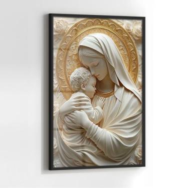 Imagem de Quadro com Moldura e Acrilico Cristal Vidro Maria Jesus Estatua para S