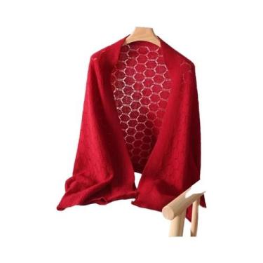 Imagem de Cachecol De Lã Merino E Caxemira Tricotado, Estilo Geométrico De Luxo 