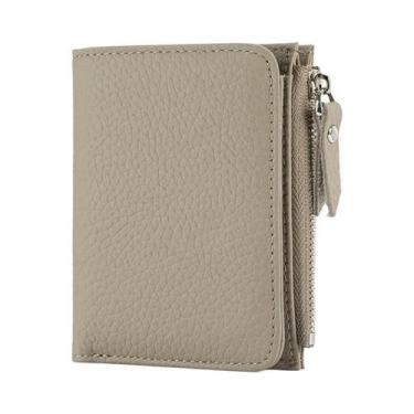 Imagem de Carteira Feminina Fina De Couro Genuíno Com Bloqueio RFID, Porta-Cartõ