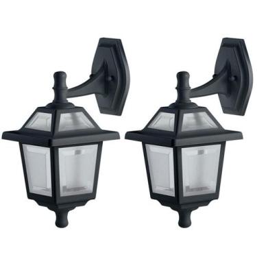 Imagem de Kit 2 Arandelas Luminárias de Parede Muro Pretas Clássicas Externas Co