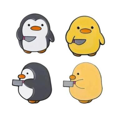 Imagem de Broche De Liga Metálica De Pinguim E Pato Amarelo, Emblema De Animal D