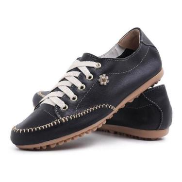 Imagem de Tênis feminino de couro confortável Preto - Izabella Araújo, Preto, 37