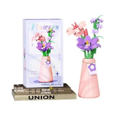 Imagem de Brinquedo De Blocos Mini Modelo Rosa Girassol HUIQIBAO MOC Buquê De Fl