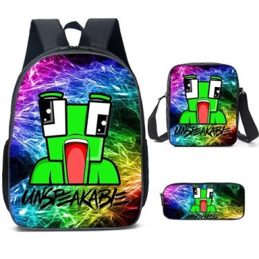 Imagem de Mochila escolar, conjunto de 3 peças, anime indescritível para criança