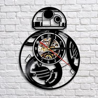 Imagem de Relógio de parede BB8 Robot Vinyl Record Anime Black 30cm - yiweisai