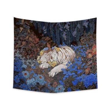 Imagem de Tapeçaria Animal Tiger Microfabric Fiber 150x150cm para quarto - yiwei