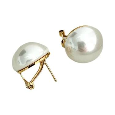 Imagem de Brincos De Pérola De Água Doce Em Aço Inoxidável Banhados a Ouro 14k P