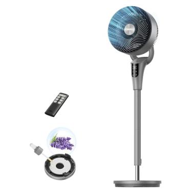 Imagem de Dreo Ventiladores de pé para quarto, ventilador oscilante com controle remoto, fluxo de ar potente de 24,4 m, ventilador de chão de 80° + 90°, 3 velocidades, temporizador 6H, ventilador de pedestal