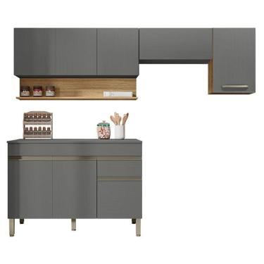 Imagem de Cozinha Modulada Line Composição 1 Com Armário 40cm Ametista Gris Freijó – Kits Paraná