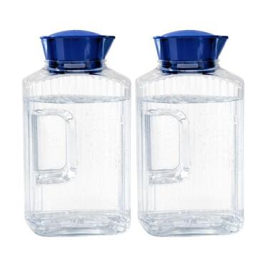 Imagem de 2 Jarra Garrafa De Água Suco Geladeira Tampa Higiênica 1,7l - - Bandei