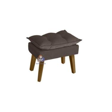 Imagem de Puff Banqueta Decorativa Glamour Com Pés Quadrado - SMF Decor, Marrom