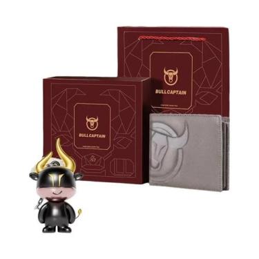 Imagem de Carteira Masculina RFID BULLCAPTAIN Em Couro Genuíno Com Grande Logoti