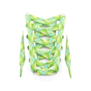 Imagem de Cadarços Planos Listrados Coloridos Para Tênis 1CM De Largura 100 120 